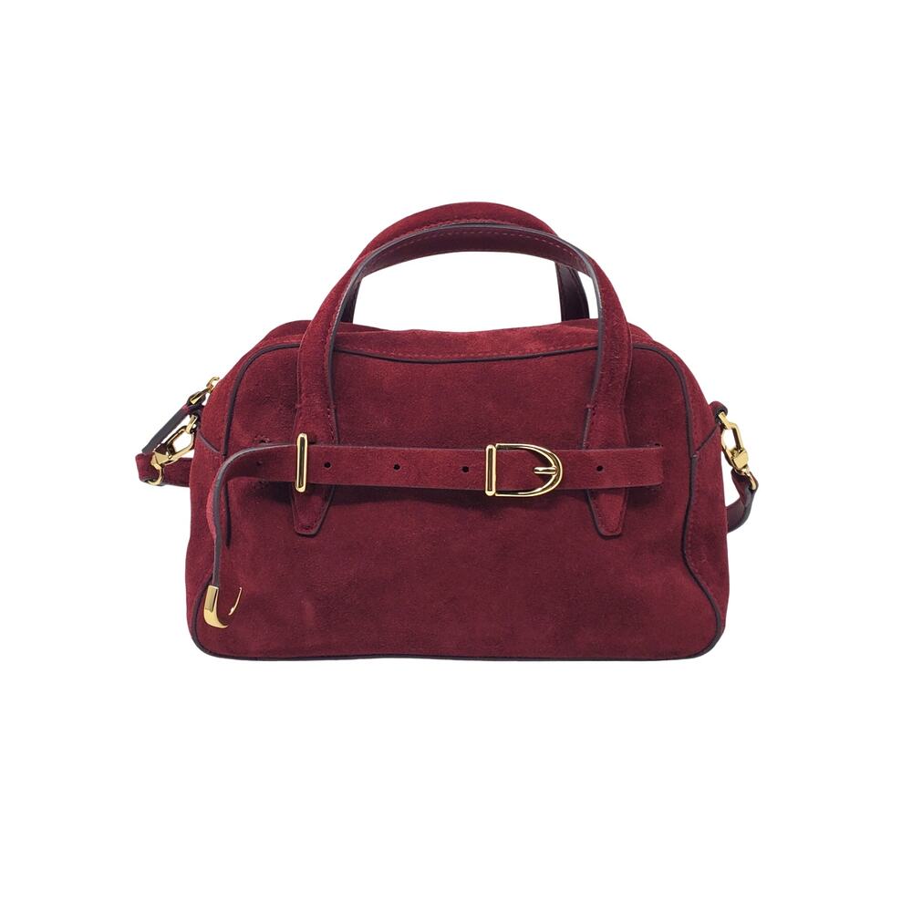 Madewell The Mini Crossbody Shoulder Bag Cabernet Red Leather Suede Purse NW381